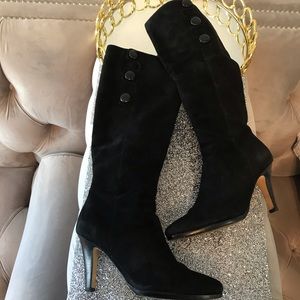 Cole Haan Black Suede Button Boots
